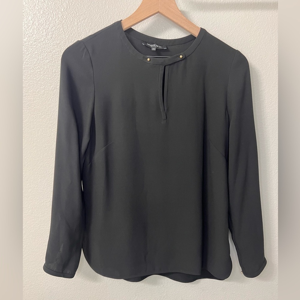 Lafayette 148 New York Women's Black Silk Blouse Size 6